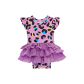 Posh Peanut Bamboo Capsleeve Tulle Skirt Bodysuit Dress - Electric Leopard