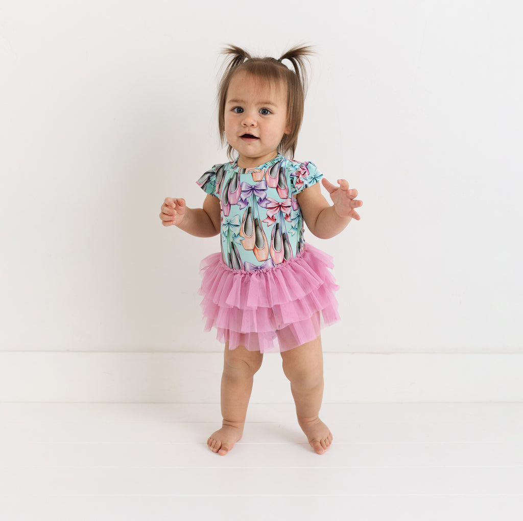Posh Peanut Bamboo S/S Tulle Skirt Bodysuit Dress - Irina Ballet Slippers