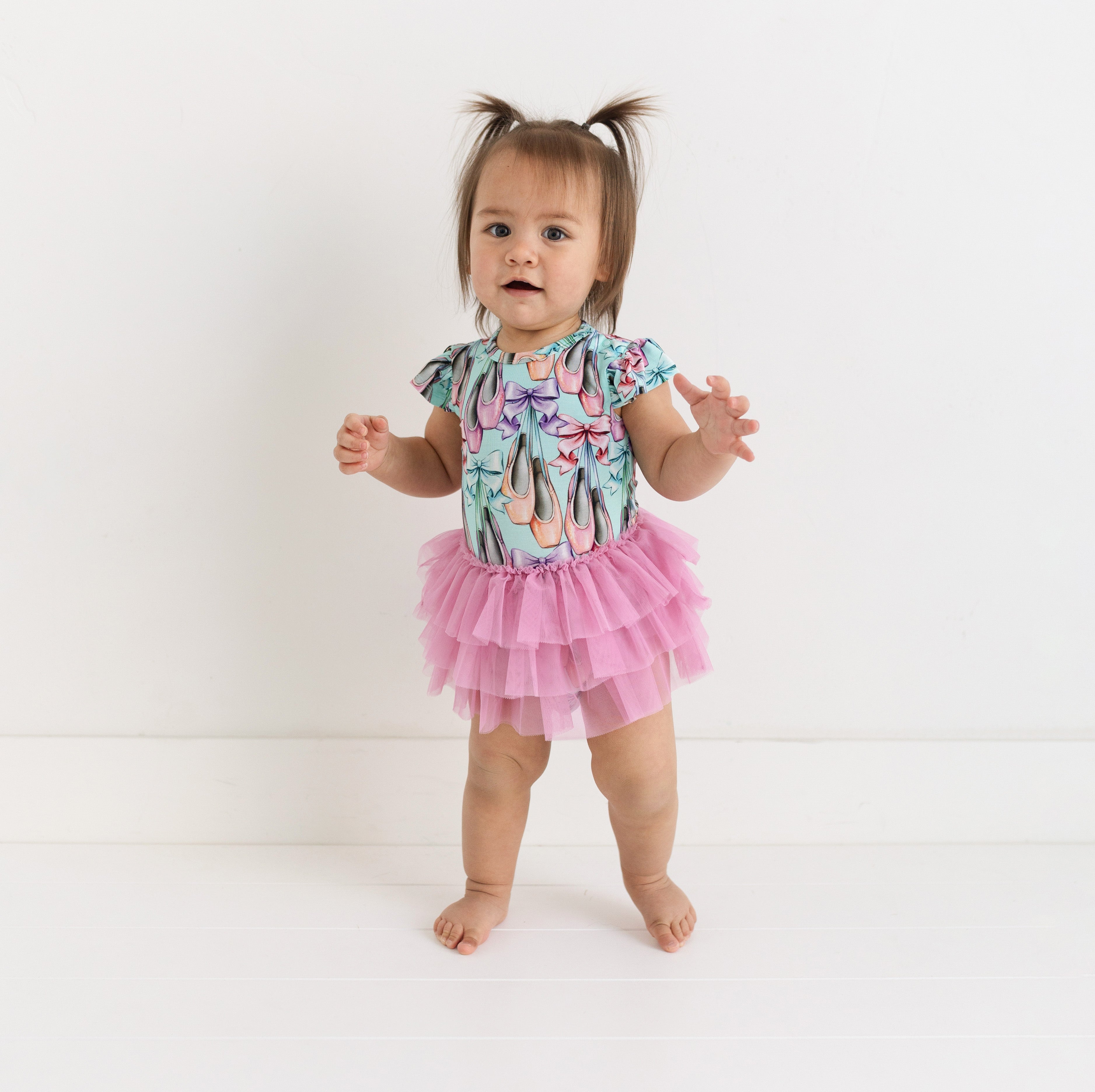 Posh Peanut Bamboo S/S Tulle Skirt Bodysuit Dress - Irina Ballet Slippers