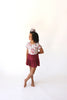 Posh Peanut Bamboo Tiered Ruffle Skirt - Burgundy Rose