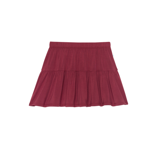 Posh Peanut Bamboo Tiered Ruffle Skirt - Burgundy Rose