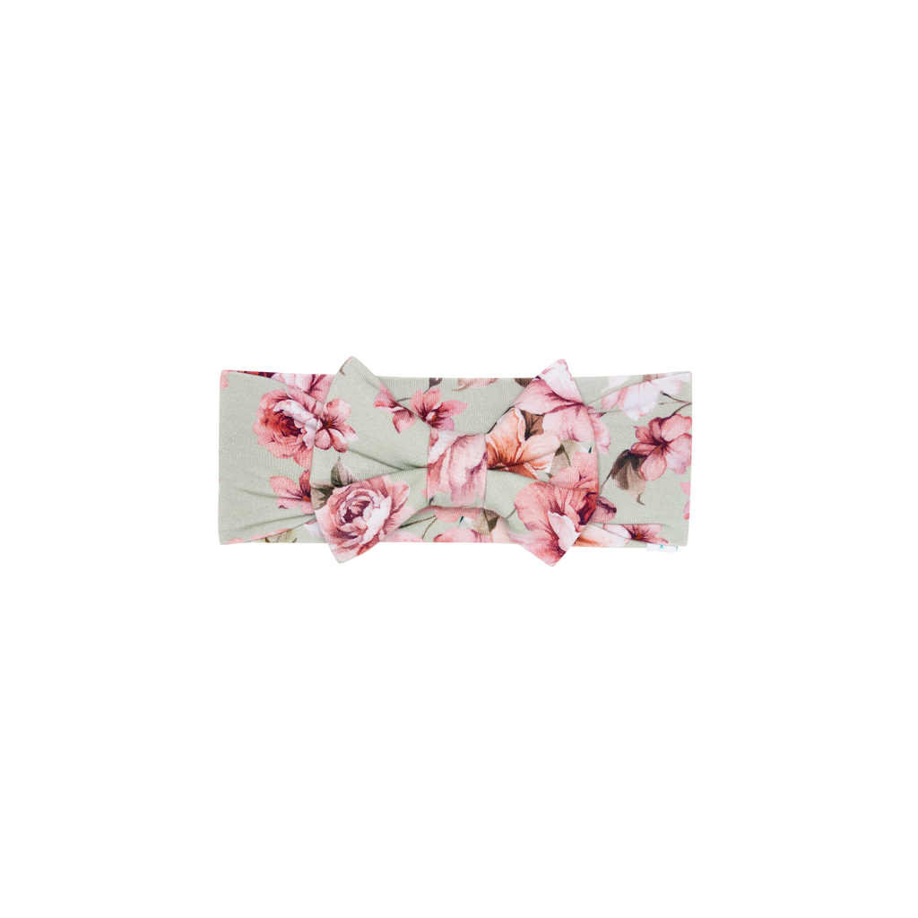 Posh Peanut Bamboo Luxe Bow Headwrap Headband - Millicent Pistachio Floral