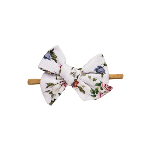 Posh Peanut Bamboo Ribbed Nylon Bow Headband - Philippa Vintage Floral