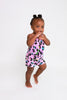 Posh Peanut Bamboo Smocked Spaghetti Short Jumpsuit w/Snaps - Electric Leopard