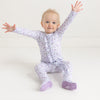 Posh Peanut Bamboo RUFFLED Zippered Footie -  Jeanette Lavender Micro Floral