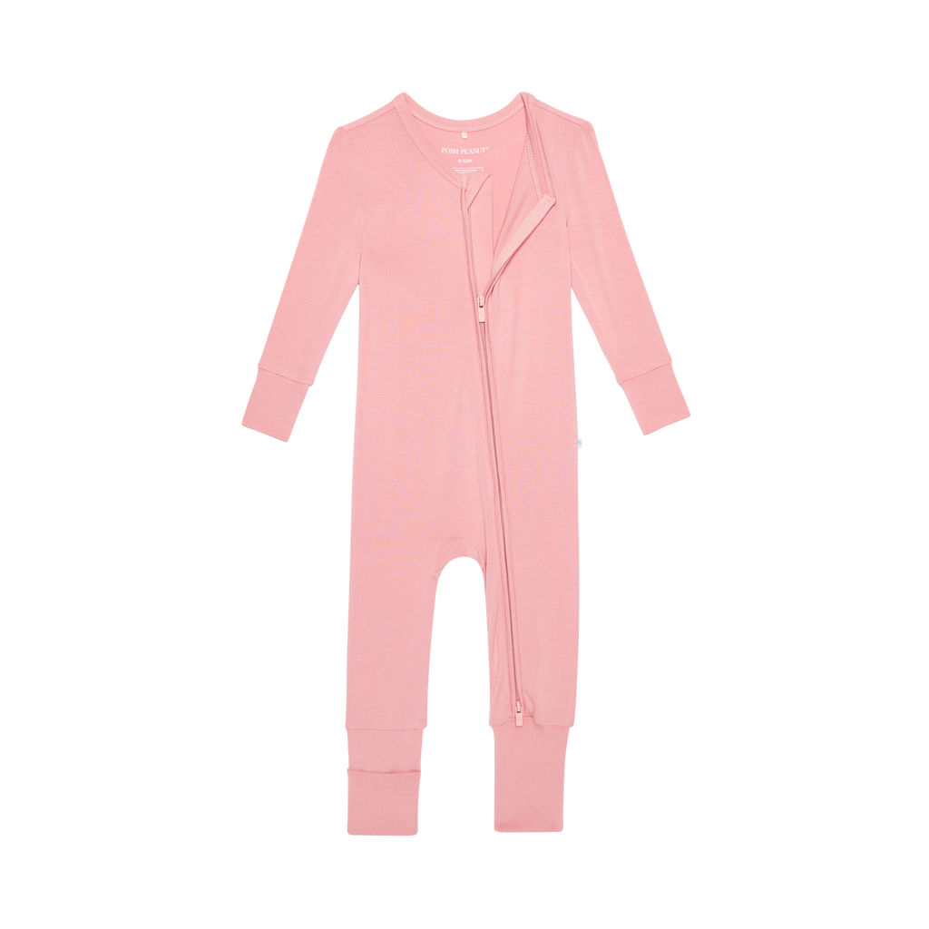 Posh Peanut Bamboo Convertible Zippered Onepiece Romper -  Autumn Blush Pink