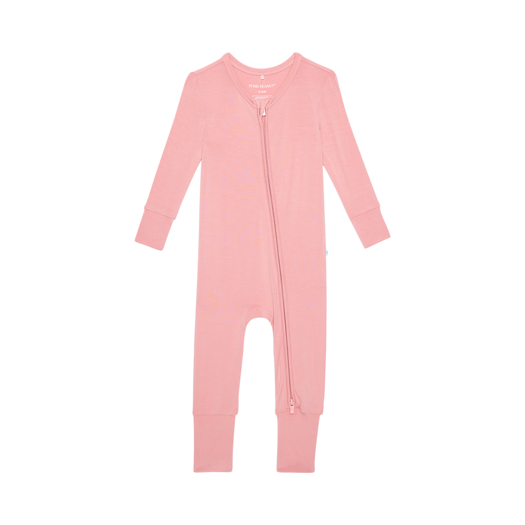 Posh Peanut Bamboo Convertible Zippered Onepiece Romper -  Autumn Blush Pink