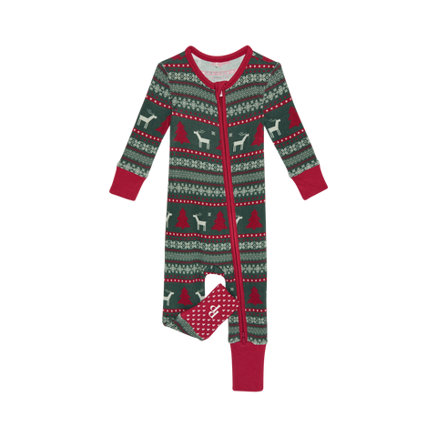 Posh Peanut Bamboo Convertible Zippered One Piece UNISEX - Holiday Fair Isle