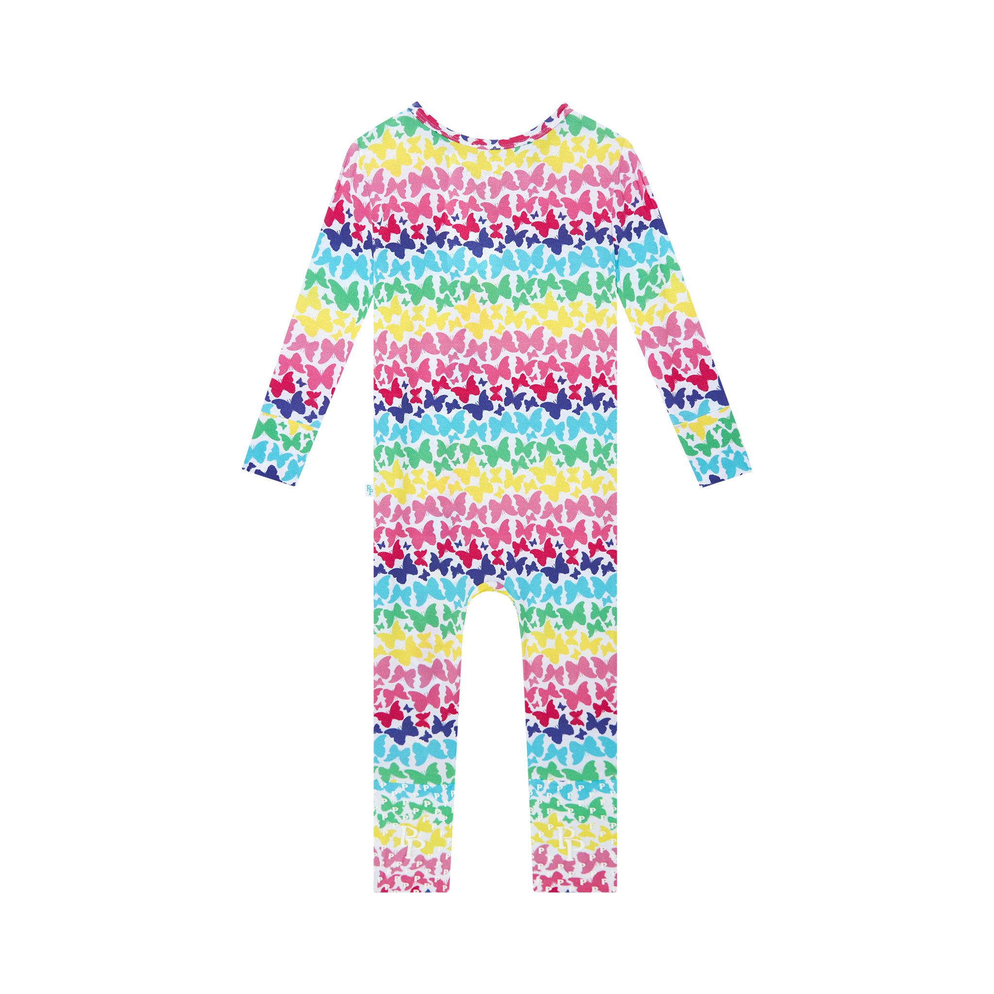 Posh Peanut Bamboo Convertible Zippered Onepiece Romper -  Rainbow Butterfly