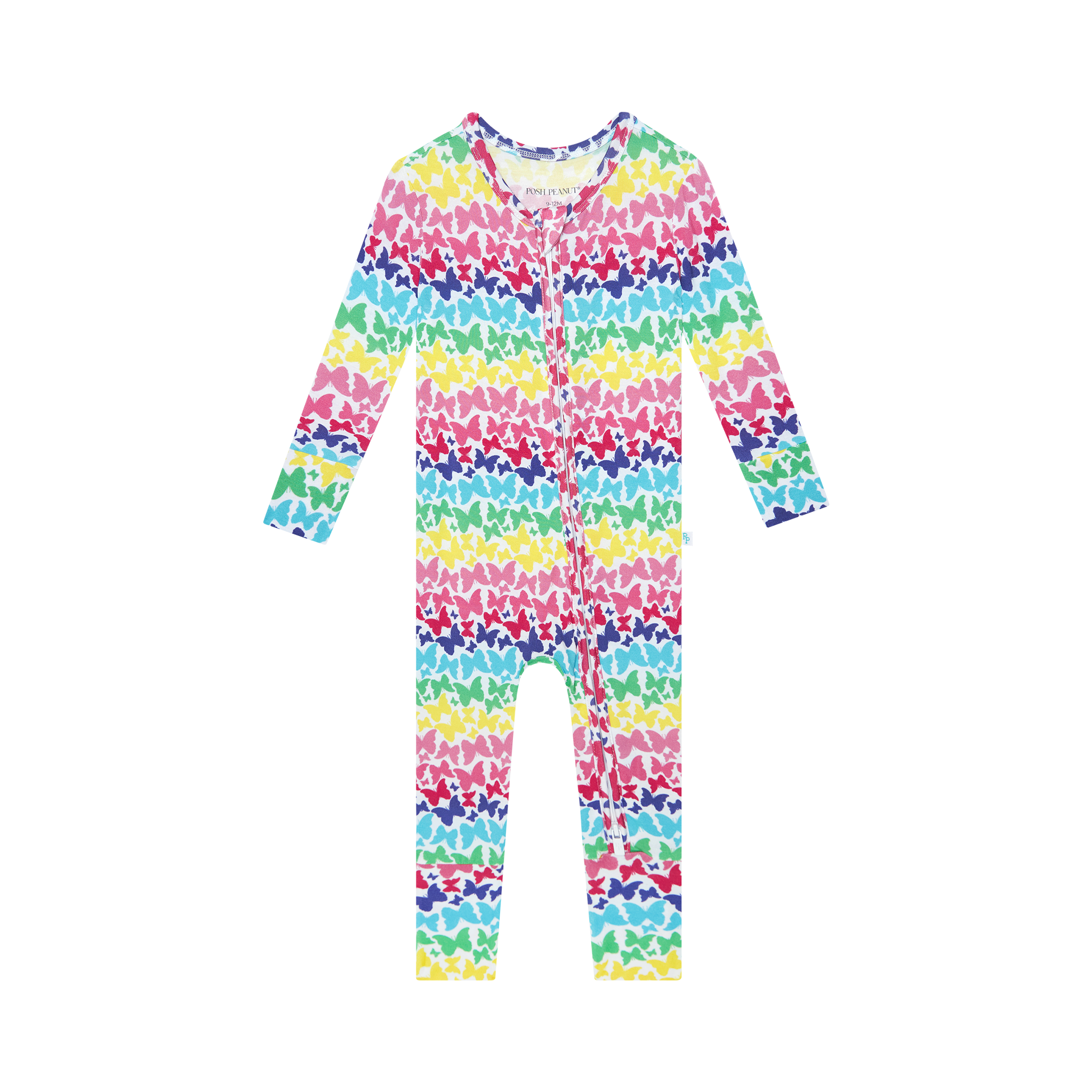 Posh Peanut Bamboo Convertible Zippered Onepiece Romper -  Rainbow Butterfly