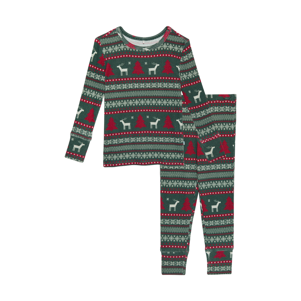 Posh Peanut Bamboo Kids L/S 2PC Basic PJ Lounge Set - UNISEX Holiday Fair Isle