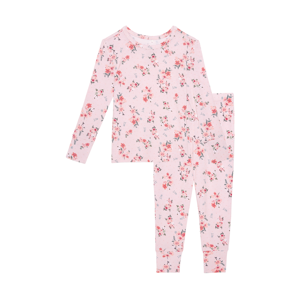 Posh Peanut Bamboo Kids 2PC L/S Basic PJ Lounge Set - London Autumn Microfloral
