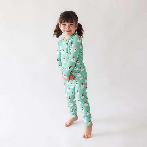 Posh Peanut Bamboo Kids L/S 2PC Basic PJ Lounge Set - UNISEX Santa Medley