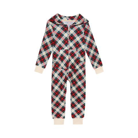 Posh Peanut Kid/Tween Pacci Fleece Hooded Zippered One Piece Playsuit UNISEX - Marqui Classic Holiday Plaid