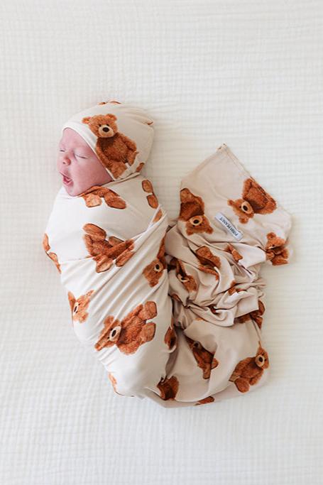 Posh Peanut Bamboo Beanie & Swaddle Set - UNISEX Teddy Freddy