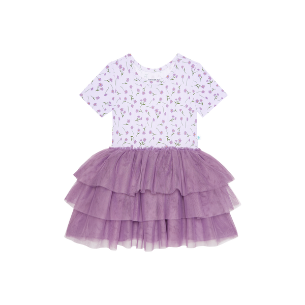 Posh Peanut Bamboo Ribbed S/S Tulle Twirl Dress - Jeanette Lavender Mi ...