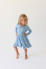 Posh Peanut Bamboo L/S Ruffled Twirl Dress -  Nayeli Blue Butterfly