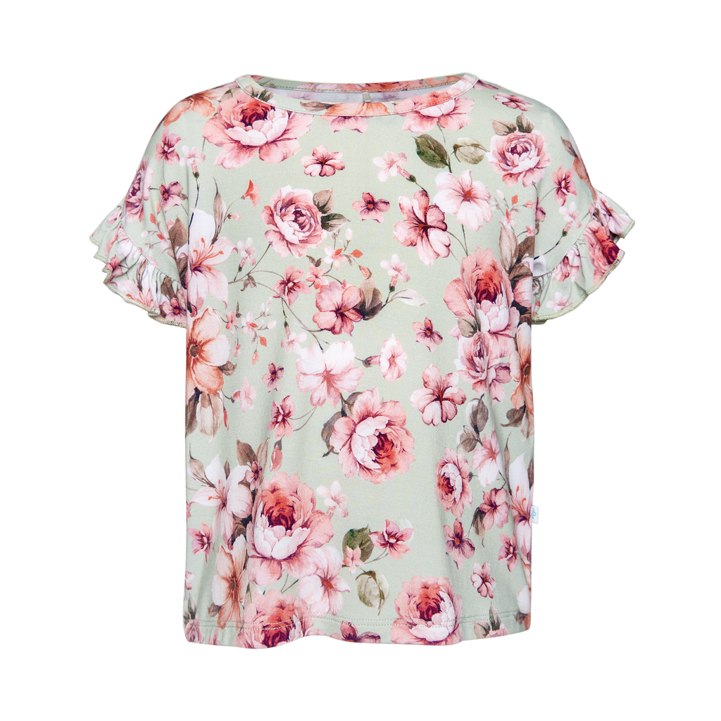 Posh Peanut Bamboo Ruffle Sleeve Dolman Tshirt - Millicent Pistachio Floral