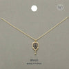 Pave Crystal Stone Pickleball Pendant Necklace: Gold and Black