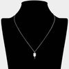 Pave Crystal Stone Pickleball Pendant Necklace: Silver and Clear Crystal Mannequin