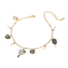 Pickle Ball - Lets Play Enamel Pickleball Pearl Charm Bracelet, Gold, Black and White