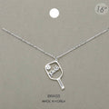 Pickleball Pendant Necklace, Brass: Silver Rhodium