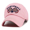 Pickleball Vintage Style Baseball Cap, Double Paddle Embroidered: Studded Pink