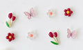 Pierced Earring 4 Pair Set Butterfly Floral Maroon