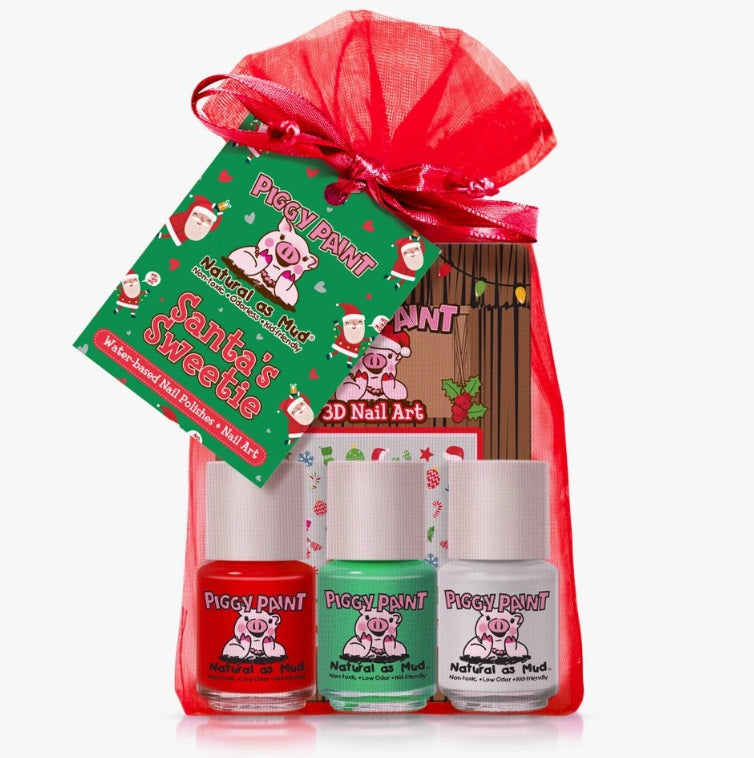 Piggy Paints SCENTED 3 Polish & Nail Sticker Gift Set - Non-toxic, Kid-safe Nail Polish -  Santa's Sweetie