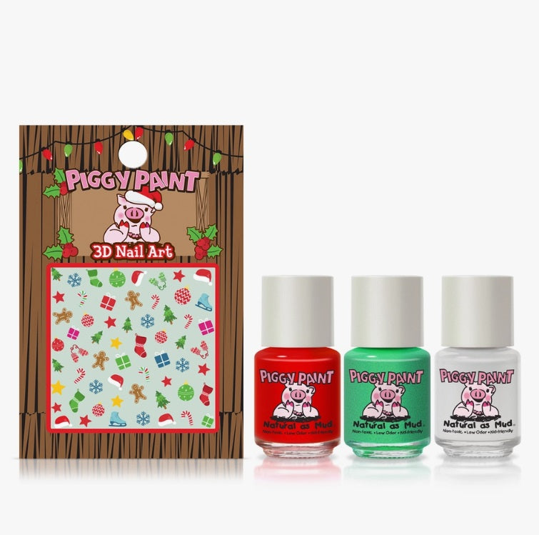 Piggy Paints SCENTED 3 Polish & Nail Sticker Gift Set - Non-toxic, Kid-safe Nail Polish -  Santa's Sweetie
