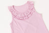 Pink ruffled neckline tank top detail