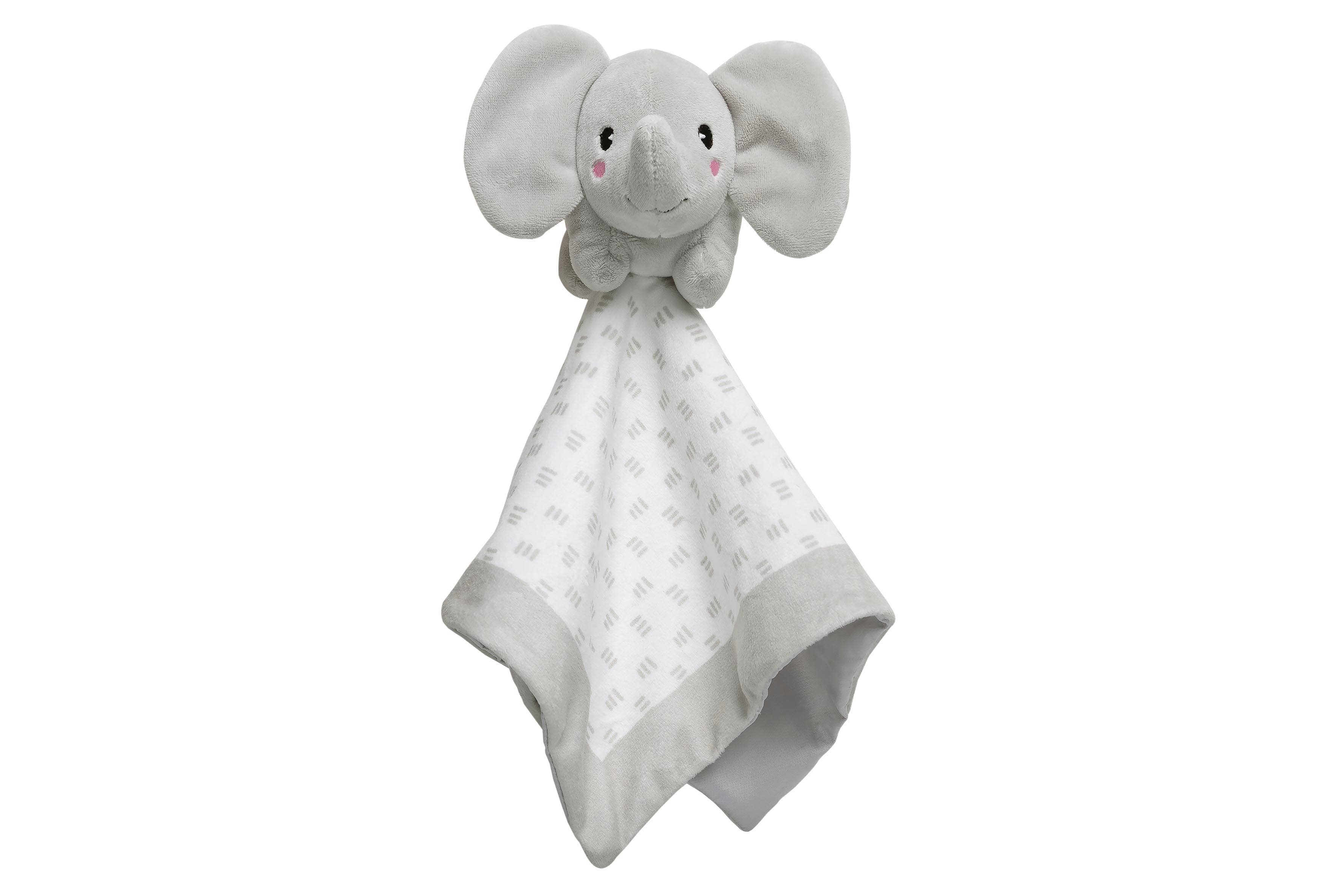 Plush Animal Lovey Blankie, 12"x12", Minky Elephant, Grey