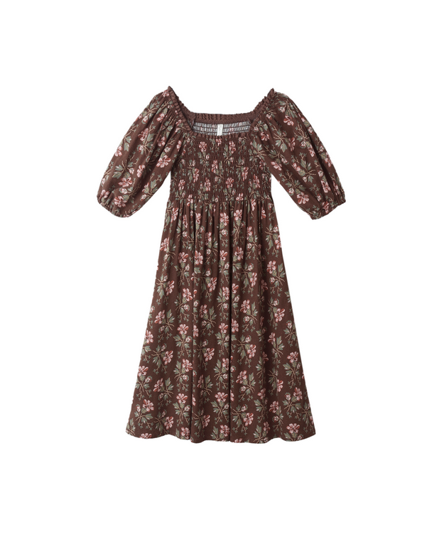 Rylee + Cru Mini Girls Della Dress, Winter Floral Brown