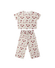 Rylee + Cru Mini Girls Wide Leg Lounge Set - Ruthie Holiday Floral, Ivory