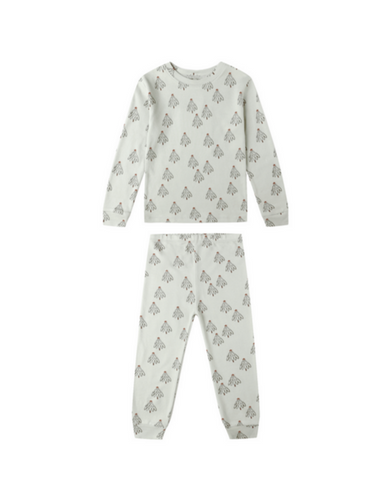 Rylee + Cru Mini Kids UNISEX Organic Cotton PJ Lounge Set - Trees Pistachio