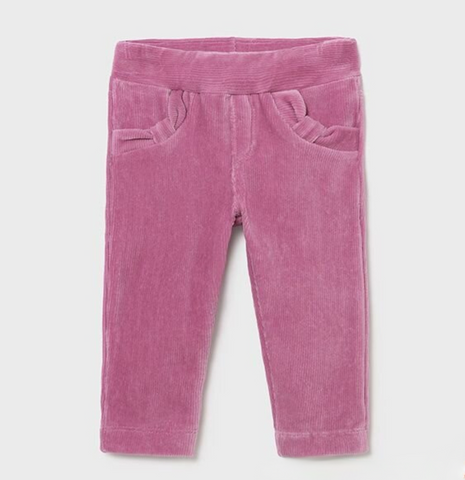 514 Mayoral Girls Basic Knit Corduroy Trousers, Rose Pink