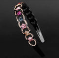 Crystal Headband, O/S, Fits 5Y-Adult, Black & Multi Color Flowers