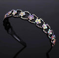 Crystal Headband, O/S, Fits 5Y-Adult, Black & AB Flowers