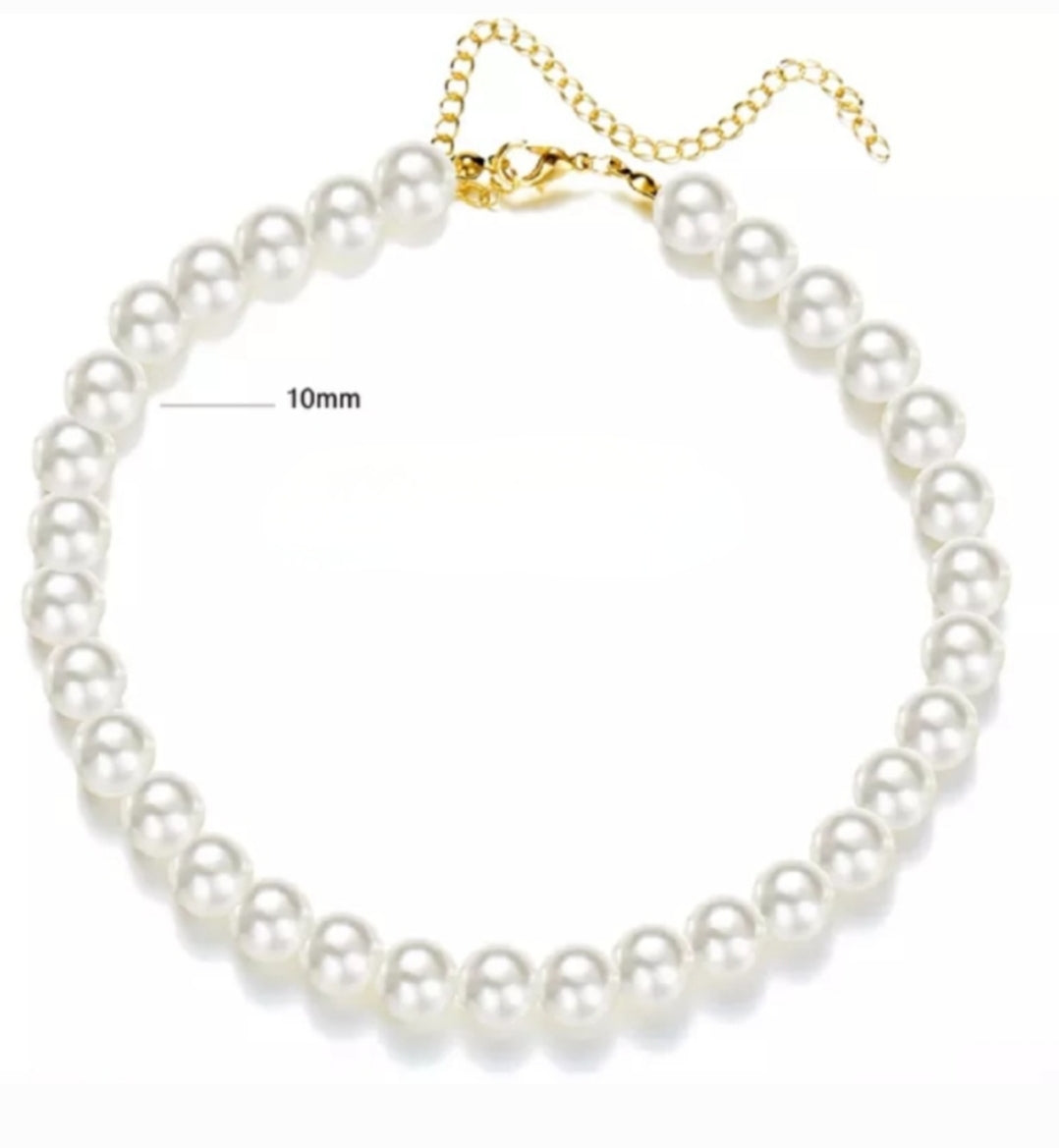 Classic Pearl Necklace, 10mm Dia, Faux Pearls