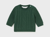  Braided Chunky Knit Crewneck Sweater UNISEX - Pine - Front