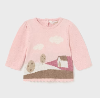 Jacquard Knit Sweater - Home, Pink - Front