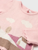 Jacquard Knit Sweater - Home, Pink - Close-up House Print
