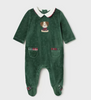 Sustainable Cotton Velour Footie, Pine Puppy - Front