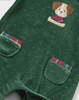 Sustainable Cotton Velour Footie, Pine Puppy - Close-up Print