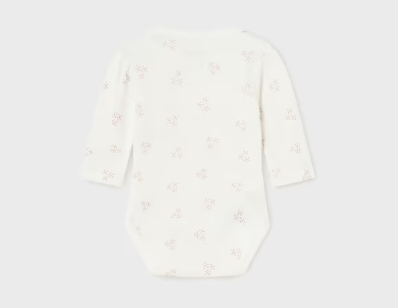 L/S Kimono Snap Bodysuit, Violet 2PC Set - White Bodysuit Front