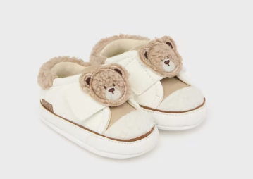 9678  Mayoral Baby Unisex Plush Bear Face Sneakers - Neutral Tan