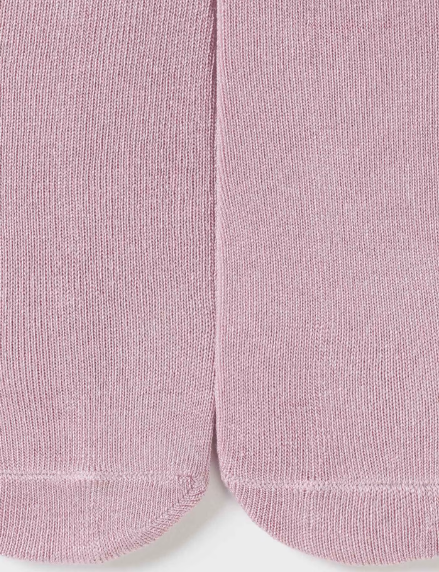 Lace Ruffled Bottom Knit Footed Tights - Mauve - Close-up