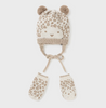 Eco-Knit Pom Ear Beanie & Mitten Set, Mole Leopard