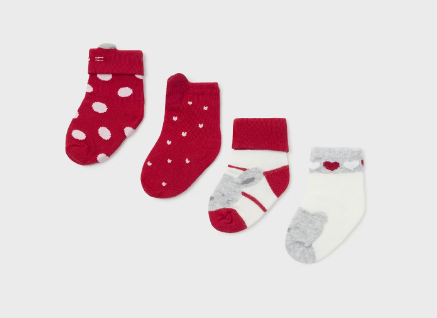 4PC Ankle Sock Set - Cherry - Lined Up