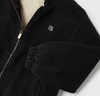 Sherpa Lined Zippered Denim Hoodie - Black - Close Up